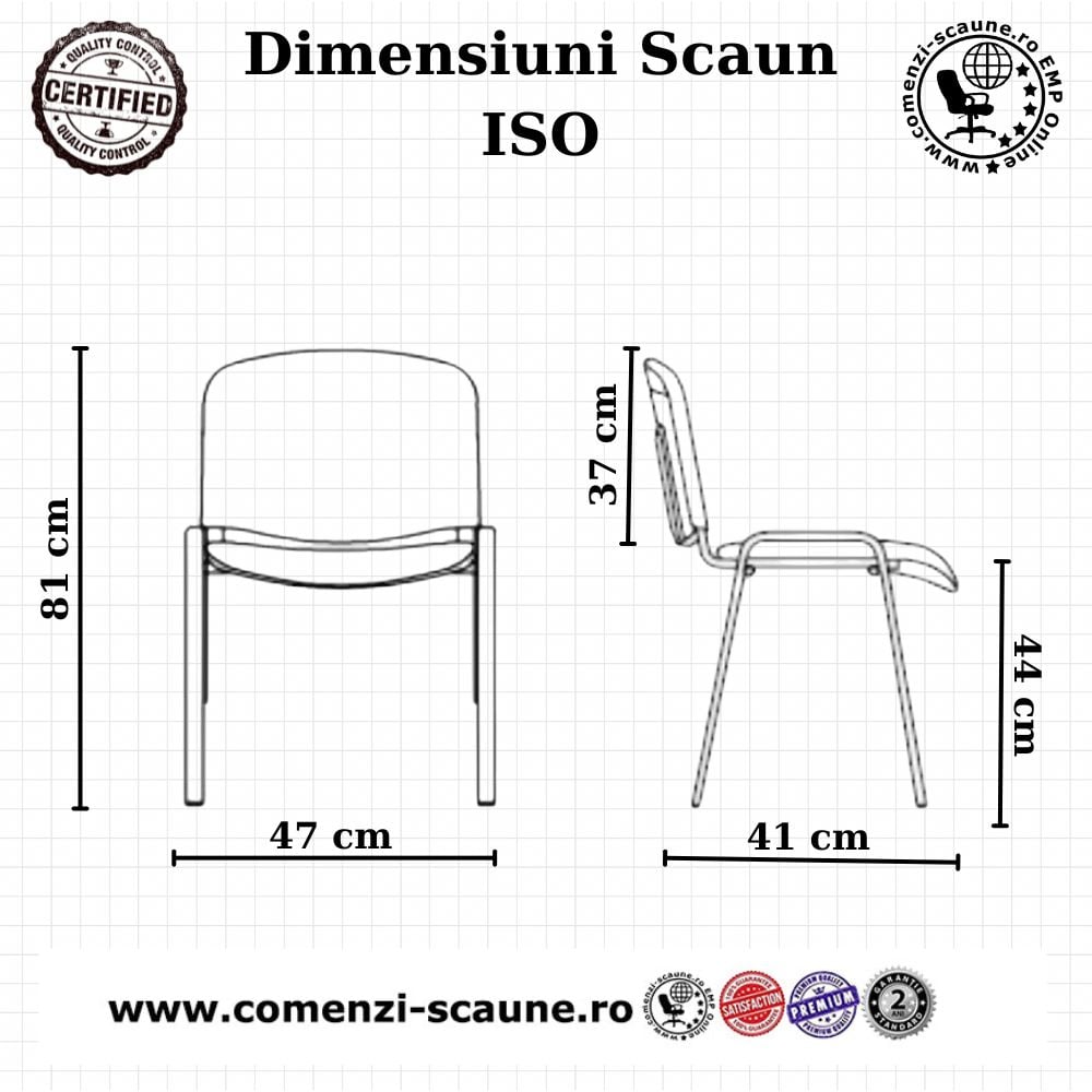 Dimensiuni Scaune conferință ISO cu tapițerie din stofă